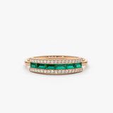 14k Baguette Emerald and Diamonds Ring 14K Rose Gold Ferkos Fine Jewelry
