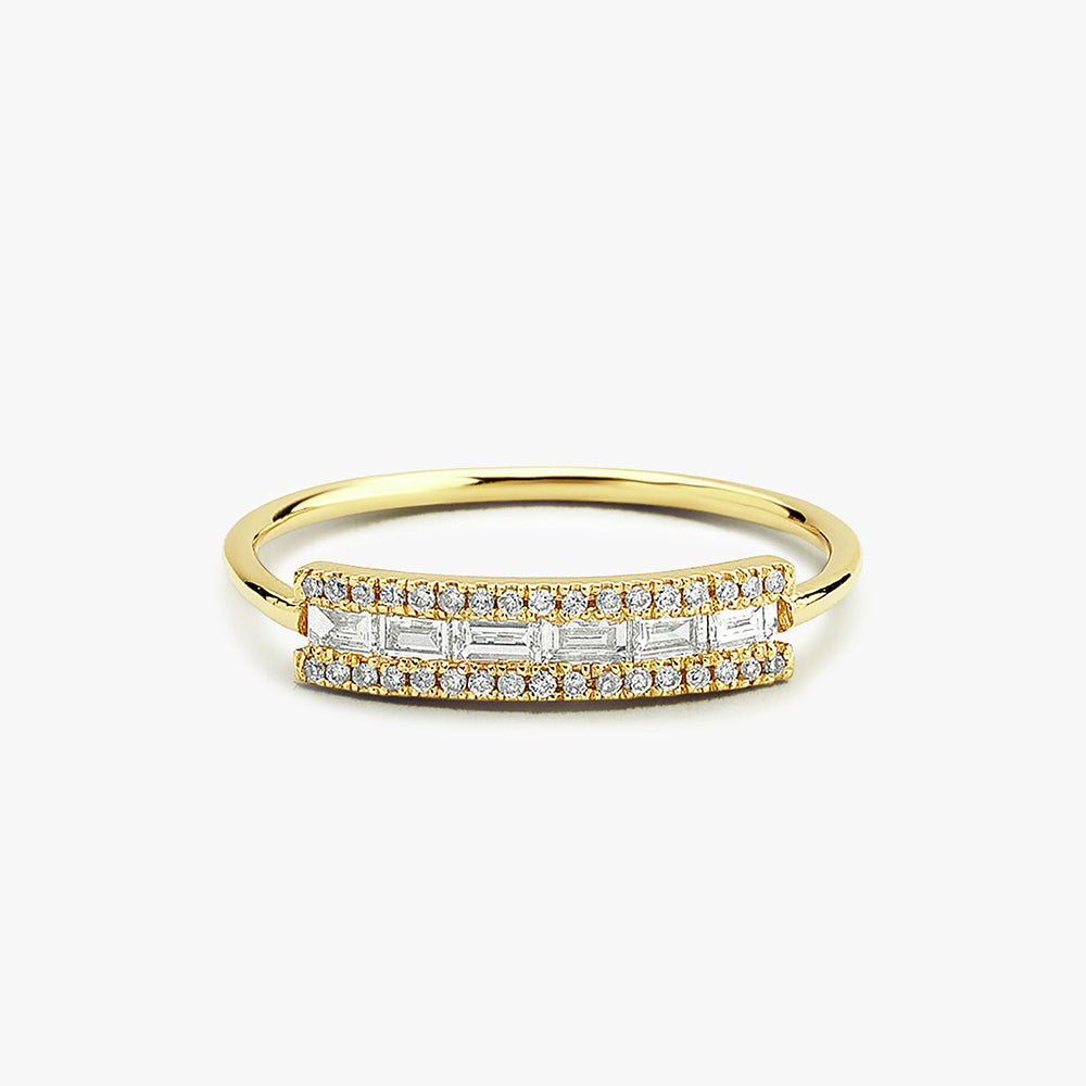 14K Gold Horizontal Baguette Diamond Ring 14K Gold Ferkos Fine Jewelry