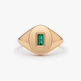 14k Gold Baguette Emerald Signet Ring 14K Rose Gold Ferkos Fine Jewelry