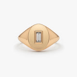 14K Gold Baguette Diamond Signet Ring 14K Rose Gold Ferkos Fine Jewelry