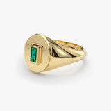 14k Gold Baguette Emerald Signet Ring  Ferkos Fine Jewelry