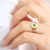 14k Gold Baguette Emerald Signet Ring  Ferkos Fine Jewelry