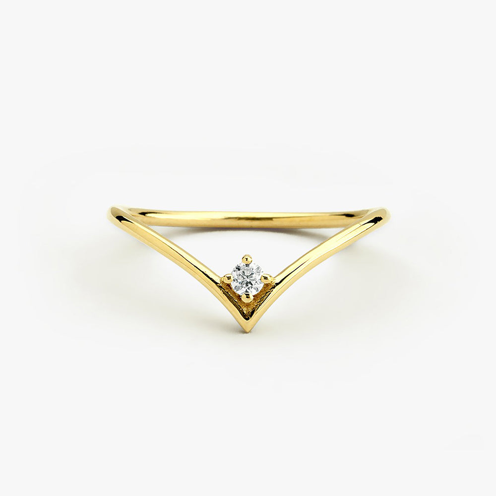 14K Gold Chevron Diamond Ring 14K Gold Ferkos Fine Jewelry