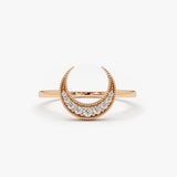 14K Gold Crescent Moon Diamond Ring 14K Rose Gold Ferkos Fine Jewelry