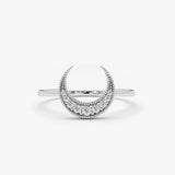 14K Gold Crescent Moon Diamond Ring 14K White Gold Ferkos Fine Jewelry