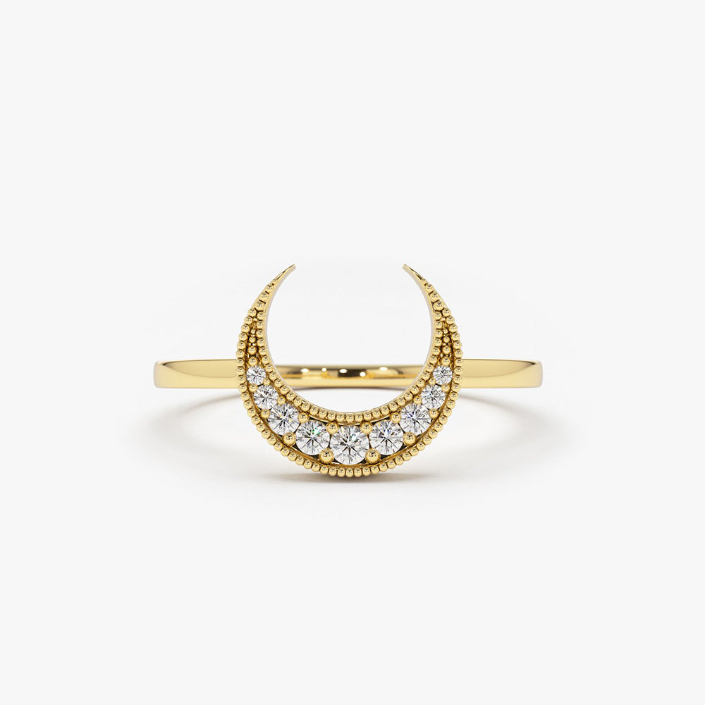 14K Gold Crescent Moon Diamond Ring 14K Gold Ferkos Fine Jewelry
