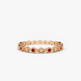 14k Ruby Art Deco Wedding Band 14K Rose Gold Ferkos Fine Jewelry