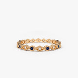 14k Sapphire Art Deco Wedding Band 14K Rose Gold Ferkos Fine Jewelry