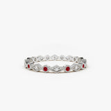 14k Ruby Art Deco Wedding Band 14K White Gold Ferkos Fine Jewelry