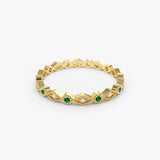 14k Gold Emerald Art Deco Wedding Band  Ferkos Fine Jewelry