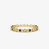 14k Sapphire Art Deco Wedding Band 14K Gold Ferkos Fine Jewelry