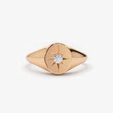 14K Gold Starburst Diamond Signet Ring 14K Rose Gold Ferkos Fine Jewelry