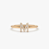 14K Gold Diamond Initial Ring 14K Rose Gold Ferkos Fine Jewelry