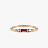 14K Baguette Ruby With Diamond Ring 14K Rose Gold Ferkos Fine Jewelry