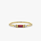 14K Baguette Ruby With Diamond Ring 14K Gold Ferkos Fine Jewelry