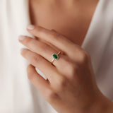 14K Gold Oval Cut Emerald Halo Diamond Ring  Ferkos Fine Jewelry
