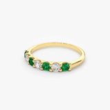 14K Gold Alternating Emerald and Diamond Wedding Band  Ferkos Fine Jewelry