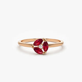14k Ruby Cluster Diamond Ring 14K Rose Gold Ferkos Fine Jewelry