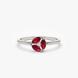 14k Ruby Cluster Diamond Ring 14K White Gold Ferkos Fine Jewelry
