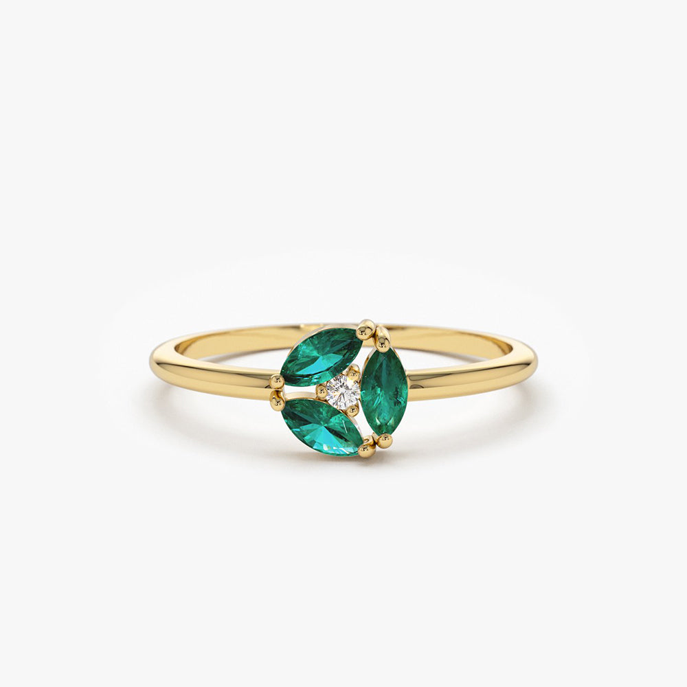 14K Marquise Emerald Cluster Ring – FERKOS FJ