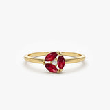 14k Ruby Cluster Diamond Ring 14K Gold Ferkos Fine Jewelry