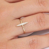 14K Gold Elongated Micro Pave Diamond Ring  Ferkos Fine Jewelry