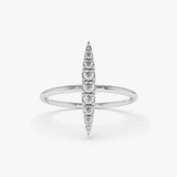 14K Gold Elongated Micro Pave Diamond Ring 14K White Gold Ferkos Fine Jewelry