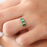 14k Triple Oval Emerald Diamond Ring  Ferkos Fine Jewelry