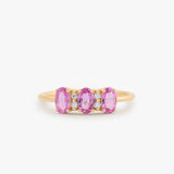 14k Oval Genuine Pink Sapphire and Diamond Ring 14K Rose Gold Ferkos Fine Jewelry