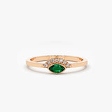 14k Marquise Emerald Eye Diamond Ring 14K Rose Gold Ferkos Fine Jewelry