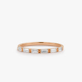 14K Gold Baguette Diamond Wedding Ring 14K Rose Gold Ferkos Fine Jewelry