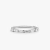 14K Gold Baguette Diamond Wedding Ring 14K White Gold Ferkos Fine Jewelry