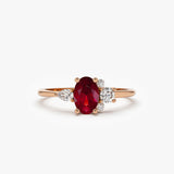 14k Diamond and Oval Ruby Ring 14K Rose Gold Ferkos Fine Jewelry