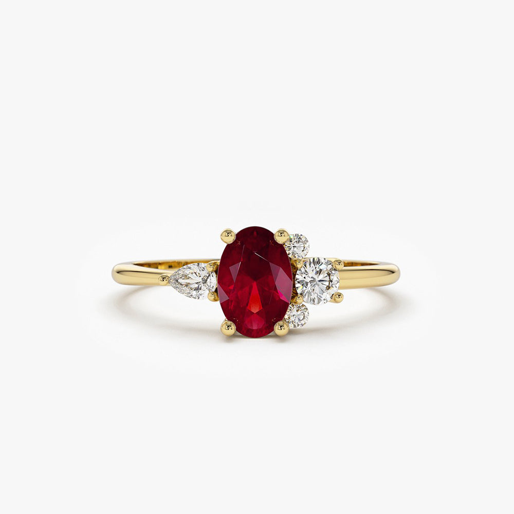 14k Diamond and Oval Ruby Ring 14K Gold Ferkos Fine Jewelry
