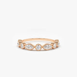 14K Marquise and Round Diamond Milgrain Bezel Setting Ring 14K Rose Gold Ferkos Fine Jewelry