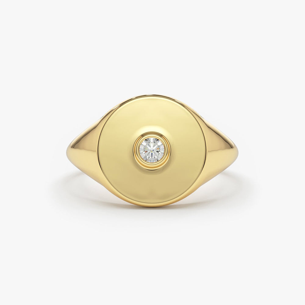 14K Gold Diamond Pinky Signet Ring 14K Gold Ferkos Fine Jewelry