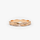 14K Gold Weaving Braid Eternity Diamond Ring 14K Rose Gold Ferkos Fine Jewelry