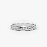 14K Gold Weaving Braid Eternity Diamond Ring 14K White Gold Ferkos Fine Jewelry