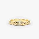 14K Gold Weaving Braid Eternity Diamond Ring 14K Gold Ferkos Fine Jewelry
