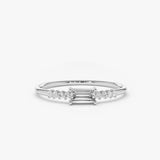 14K Gold Baguette & Round Diamond Engagement Ring 14K White Gold Ferkos Fine Jewelry