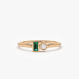 14k Baguette Emerald and Diamond Stackable Ring 14K Rose Gold Ferkos Fine Jewelry