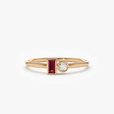 14k Baguette Ruby and Diamond Ring 14K Rose Gold Ferkos Fine Jewelry