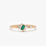 14k Slanted Baguette Emerald Ring 14K Rose Gold Ferkos Fine Jewelry