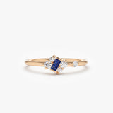 14K Gold Slanted Baguette Sapphire Ring 14K Rose Gold Ferkos Fine Jewelry