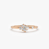 14K Gold Slanted Baguette and Round Diamond Ring 14K Rose Gold Ferkos Fine Jewelry