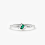 14k Slanted Baguette Emerald Ring 14K White Gold Ferkos Fine Jewelry