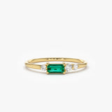14k Gold Baguette Emerald Diamond Ring 14K Gold Ferkos Fine Jewelry