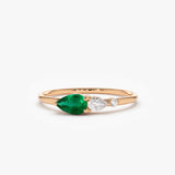 14k Pear Shape Emerald and Diamond Ring 14K Rose Gold Ferkos Fine Jewelry