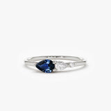 14k Gold Pear Shape Natural Sapphire with Pear Shape Diamond Ring 14K White Gold Ferkos Fine Jewelry