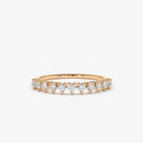 14K Gold 3 Prong Diamond Wedding Ring 14K Rose Gold Ferkos Fine Jewelry
